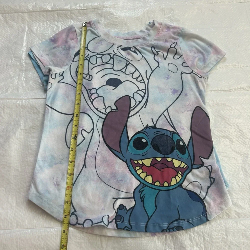 Girl's Disney Stitch Graphic Tee 2-Pack Tie-Dye Short Sleeve Shirts Size M